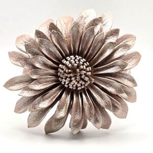 Spa on the Avenue Metallic Rose Gold 3" Leather Flower Cuff Bracelet NWT